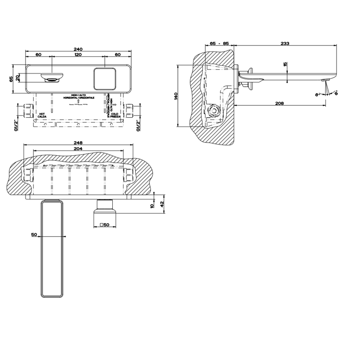 Внуренняя часть встраиваемого смесителя для раковины/биде, Gessi, арт. 20497#031