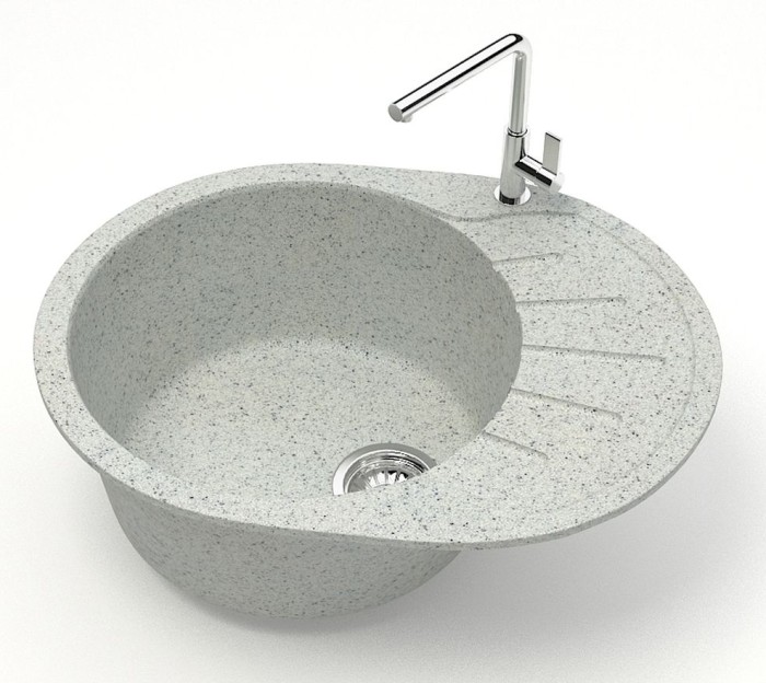 Кухонная мойка Light 575х440х215 искусственный мрамор, светло серая, Azario Light - CS00079923