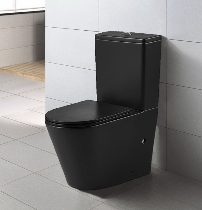 Унитаз-компакт 605х380х825 напольный, безободковый с бачком и сиденьем микролифт, черный матовый, Azario Vetro арт. AZ-2149-MB