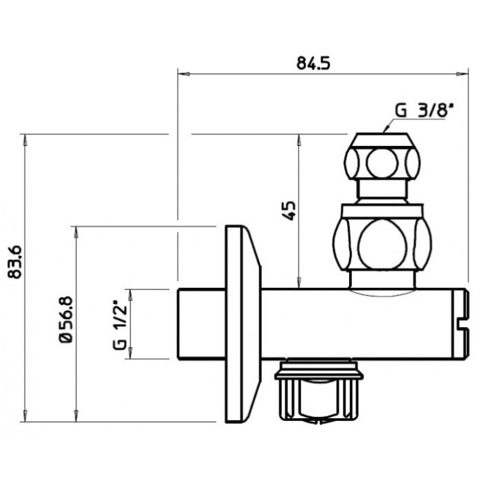 Запорный кран-фильтр под раковину с подводом воды на 1/2”, Gessi, хром арт. 01009#031