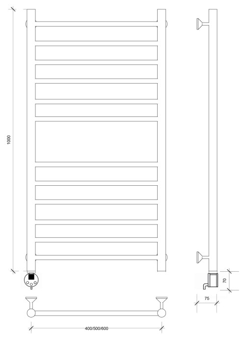 Полотенцесушитель электрический 100x40 Триада 4 Secado арт. 4673739243374