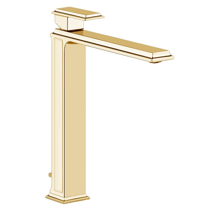 Смеситель для раковины на 1 отверстие, высокий, с донным клапаном, Gessi Eleganza, шлифованное золото арт. 46003#087