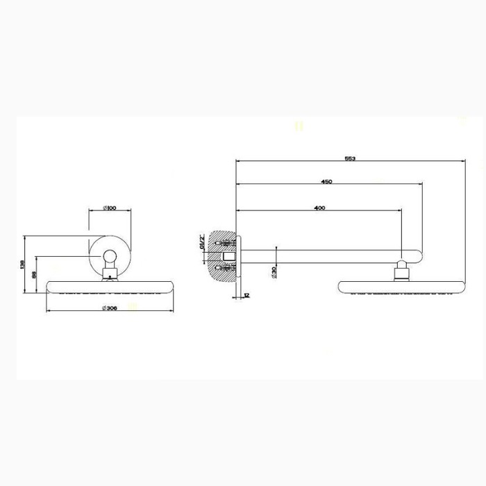 Верхний душ для настенного крепления d306мм, Gessi Goccia, хром арт. 33756#031