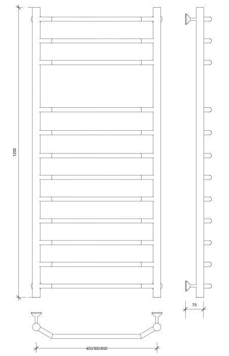 Полотенцесушитель водяной 120x40 Агата 5 (хром) Secado арт. 4603777444525