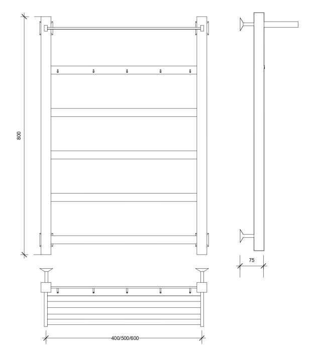 Полотенцесушитель водяной 80x60 Корсико 1 КСП (хром) Secado арт. 4603759400471