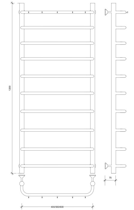 Полотенцесушитель водяной 120x60 Мерида 1 К (хром) Secado арт. 4603777445331