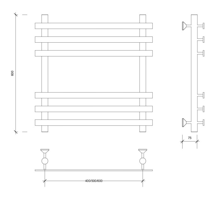 Полотенцесушитель водяной 60x60x70 Понтида плюс (хром) Secado арт. 4603777448028