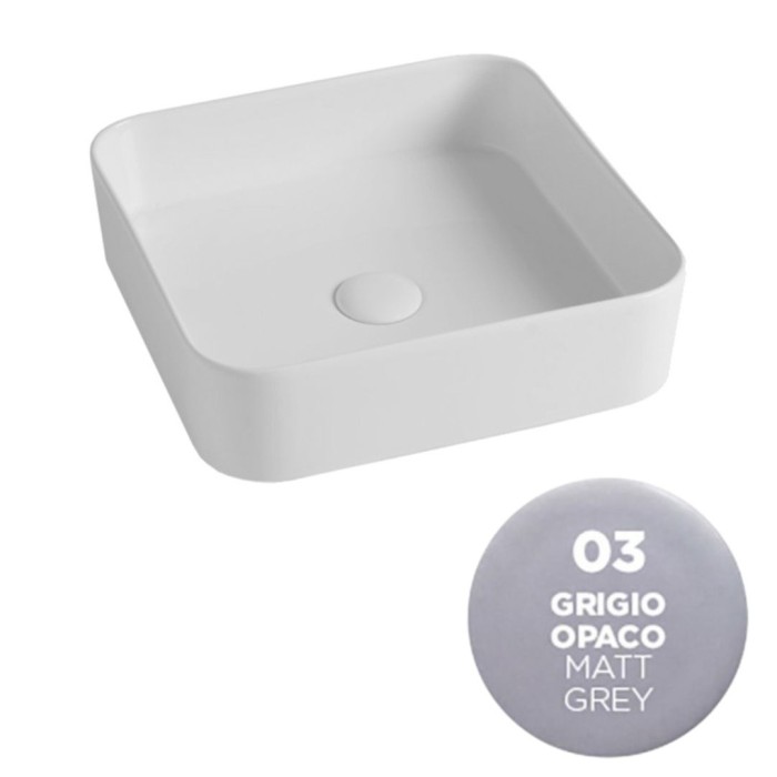 Накладная раковина, 40x40x11.5 см, Olympia ceramica Smash, серый матовый арт. SMA42QU4003