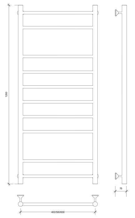 Полотенцесушитель водяной 120x40 Триада 2 (хром) Secado арт. 4603777443726