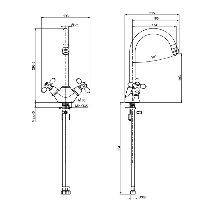 Fima Carlo Frattini Смеситель для кухни, на 1 отв., Olivia, Kitchen, F5007OR цвет: золото
