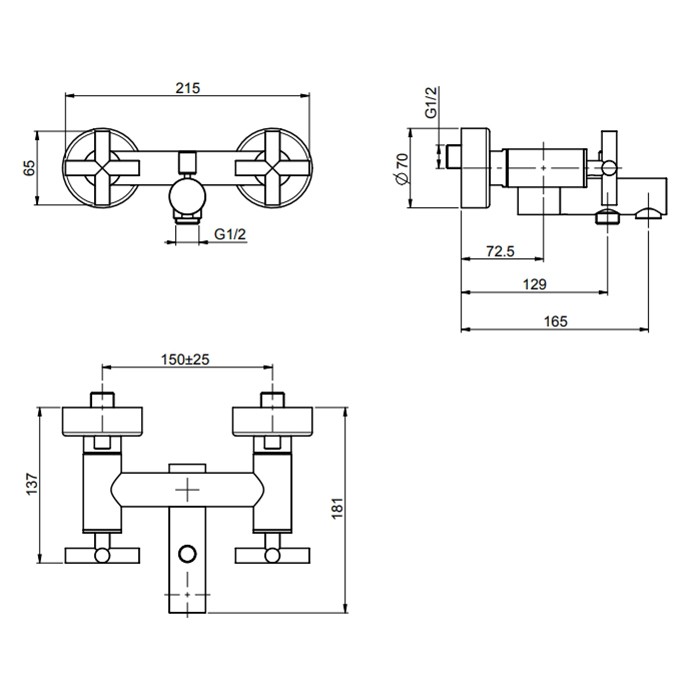 Fima Carlo Frattini Смеситель для ванны, настенный, Maxima, F5304/1NS цвет: черный