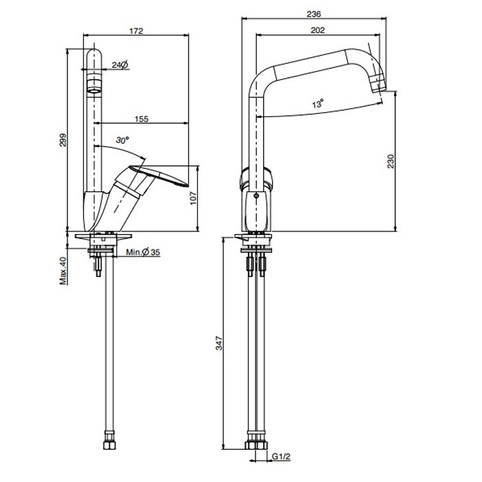 Fima Carlo Frattini Кухонный смеситель, Kitchen, F3207/1CR цвет: хром