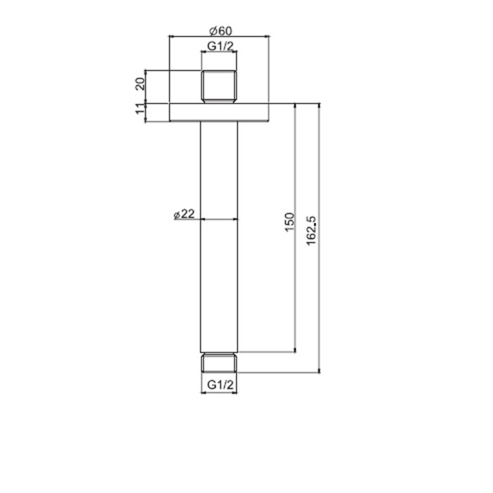 Fima Carlo Frattini Держатель верхнего душа 150 мм., потолочный монтаж, Wellness, F2584NS цвет: чёрный