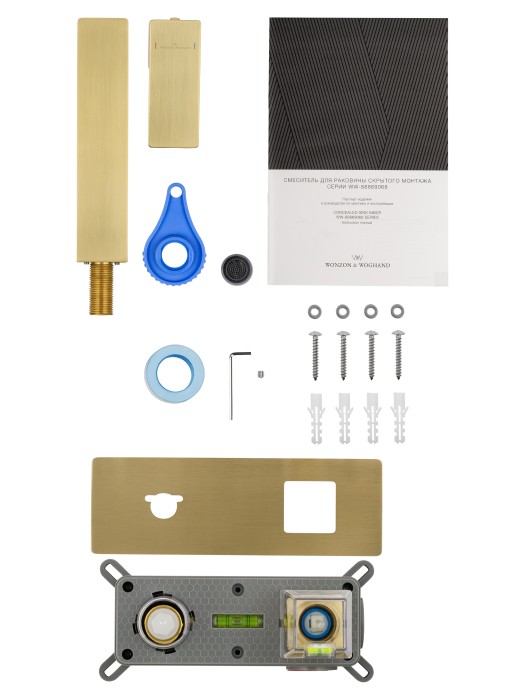 Смеситель для раковины встраиваемый, Wonzon & Woghand Cube 2.0, WW-88869068-BG цвет: золото