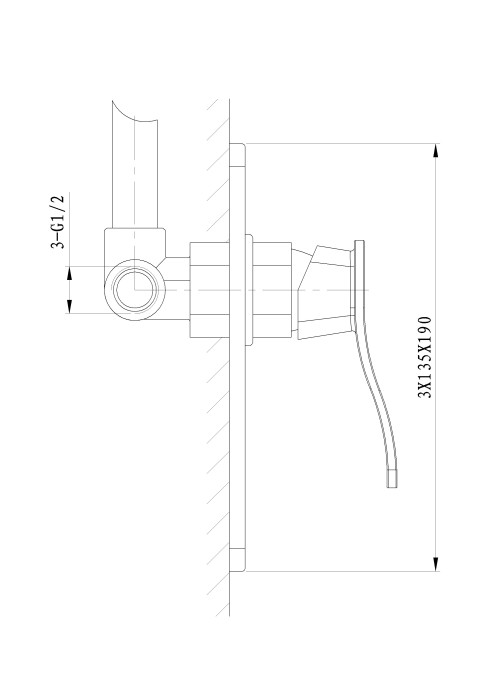 Смеситель для душа встраиваемый, Wonzon & Woghand Navia, WW-184700-CR цвет: хром