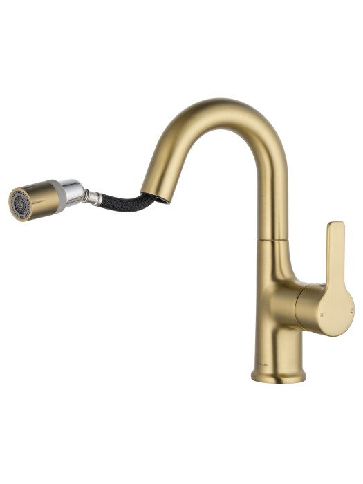 Смеситель для раковины с выдвижным изливом, Wonzon & Woghand, WW-FE01L212-BG цвет: золото