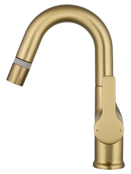 Смеситель для раковины с выдвижным изливом, Wonzon & Woghand, WW-FE01L212-BG цвет: золото