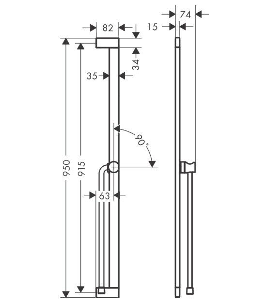 Душевая штанга S Puro 90см0 мм со слайдером и шлангом 160см0 мм Unica Hansgrohe, хром арт. 24405000