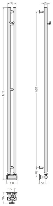 Сунержа Водяной полотенцесушитель 1545x50, Нюанс EU50+, 032-0212-1545 цвет: матовое золото