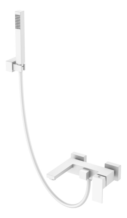 Смеситель для ванны с душем, Matt White, Qubic Boheme 473-MW
