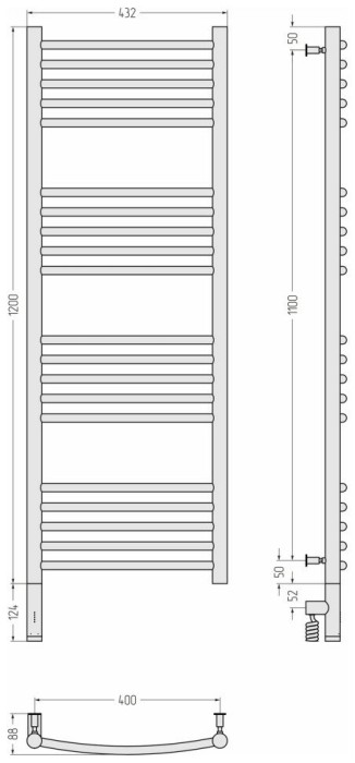 Сунержа Электрический полотенцесушитель 1200x400, Богема 3.0, 071-5802-1240 цвет: сатин