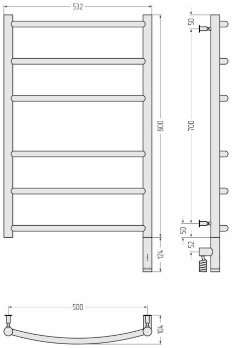 Сунержа Электрический полотенцесушитель 1200x600, Галант 3.0, 05-5801-8050 цвет: состаренная бронза