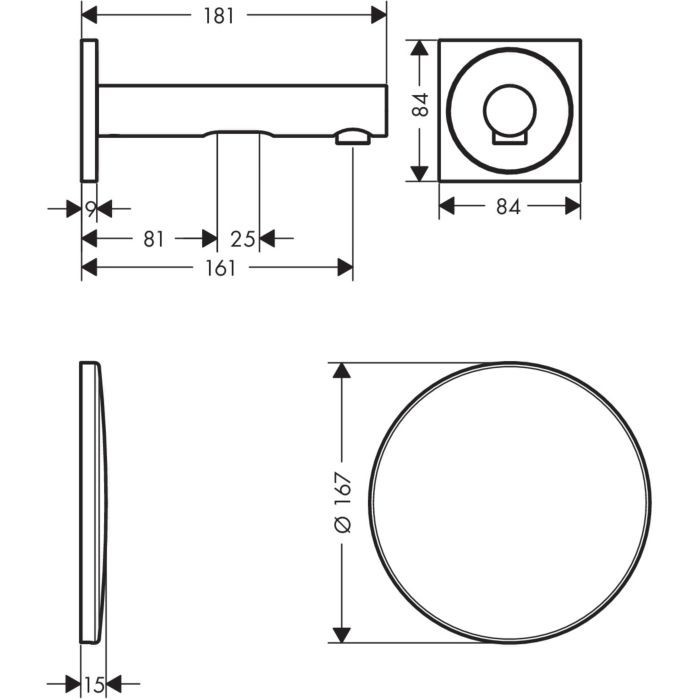 Электронный смеситель для раковины настенный Uno Axor, полированный черный хром арт. 45110330