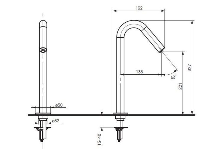 Автоматический смеситель для раковины, на 1 отверстие, Public TOTO, TEN12AWV505 цвет: хром