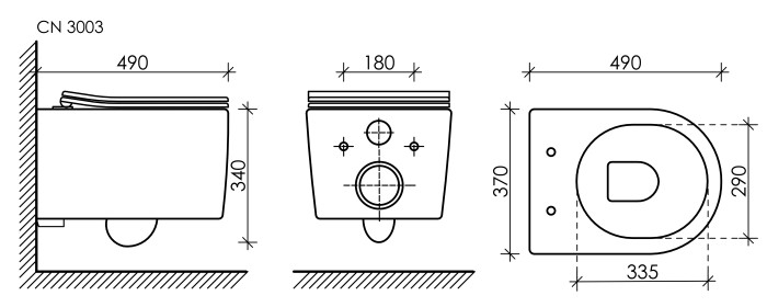 Подвесной унитаз с сиденьем Ceramicanova Moments, белый арт. CN3003