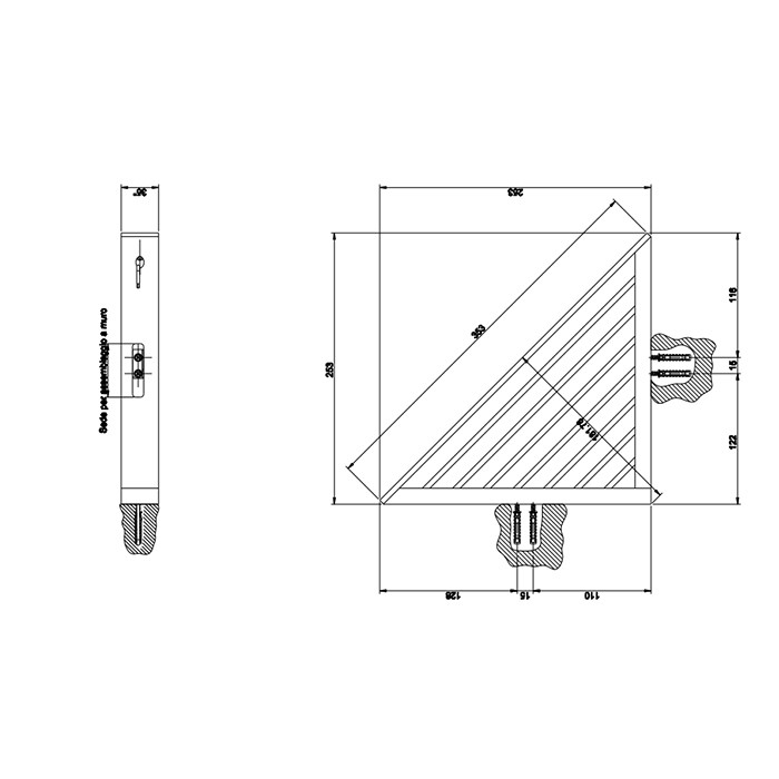Полочка-решетка, угловая для ванны или душа, подвесная, Gessi Rettangolo, черный арт. 20861#099