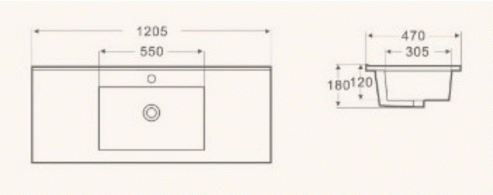 Раковина керамическая SK 120х47х18см, цвет белый арт. 10000003905