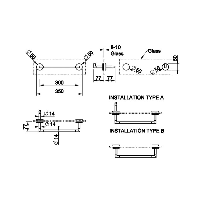 Полотенцедержатель 30 см для крепления на стело., подвесной, Gessi Anello, хром арт. 63824#031