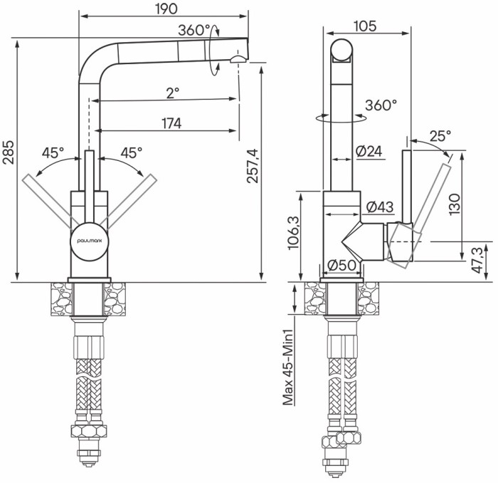 Смеситель для кухни  Paulmark HONNER, белый матовый полностью - Ho212018-431TW