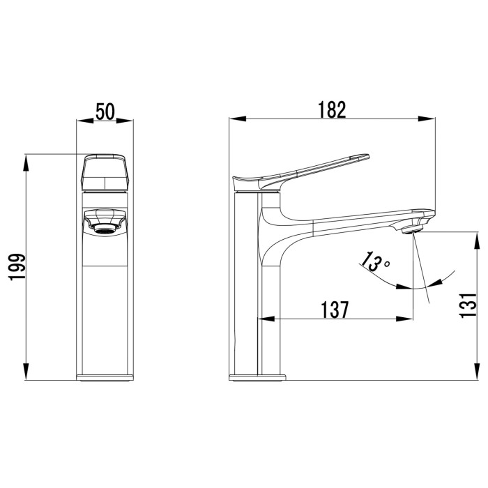 Смеситель для раковины, керамический картридж, без донного клапана, хром, Azario Lines арт. AZ-VPU168325C