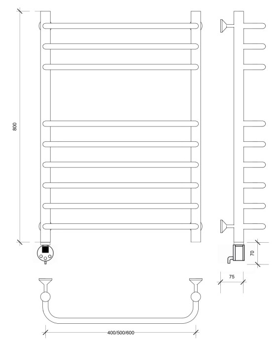 Полотенцесушитель электрический 60x40 Мерида 5 Secado арт. 4673739236956