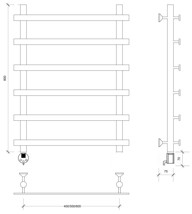 Полотенцесушитель электрический 80x60 Понтида 1 Secado арт. 4673739239155