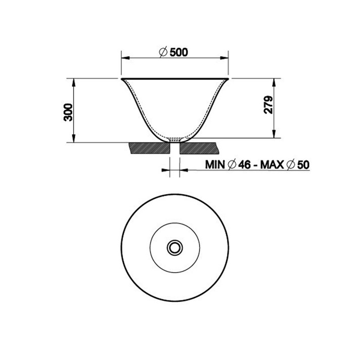 Раковина 40х18.5 см, без отв., накладная, керамическая, Gessi Goccia, белый арт. 39123#519