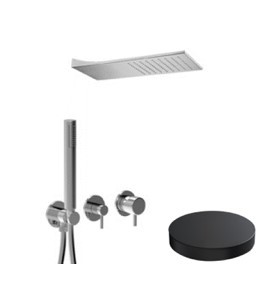 Внешняя часть для встраиваемого комплекта для душа, поворотный переключатель, душевой набор, настенная душевая насадка из нержавеющей стали., Giulini My future, черный матовый арт. 5988EPNO