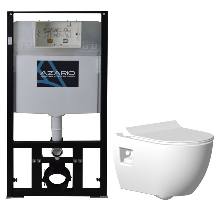 Готовый комплект инсталяция + унитаз Creo Ceramique Ocean plus подвесной безободковый с тонким сиденьем микролифт		 Azario - AZ-8010-1000+Ocean plus