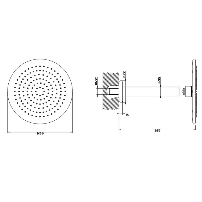 Верхний душ для потолочного крепления d216мм, Gessi Goccia, белый арт. 33762#279
