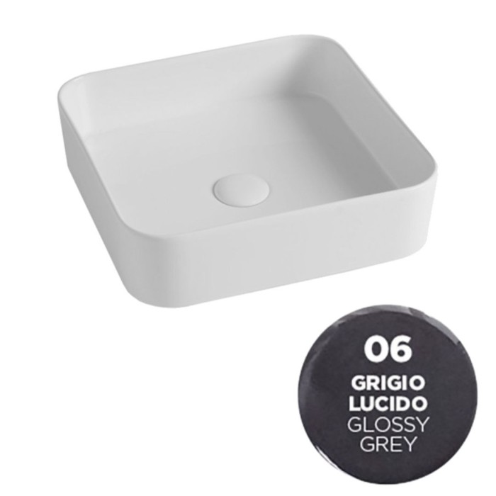 Накладная раковина, 40x40x11.5 см, Olympia ceramica Smash, серый глянцевый арт. SMA42QU4006