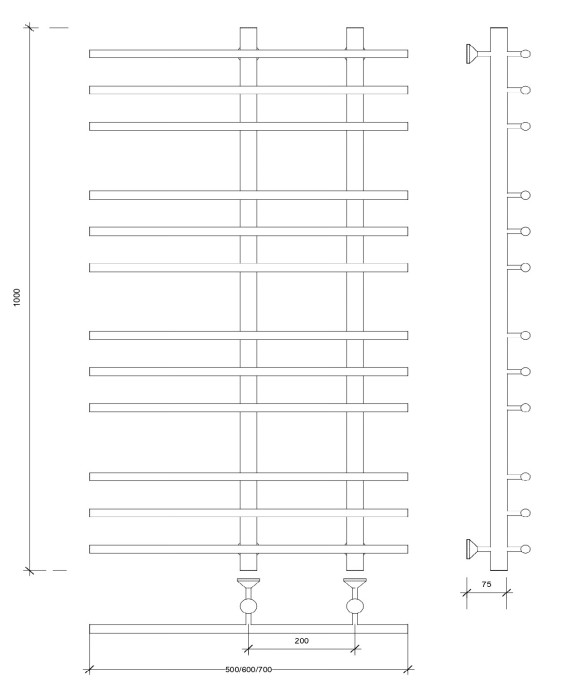Полотенцесушитель водяной 100x20x70 Турин 3 (хром) Secado арт. 4603777447069