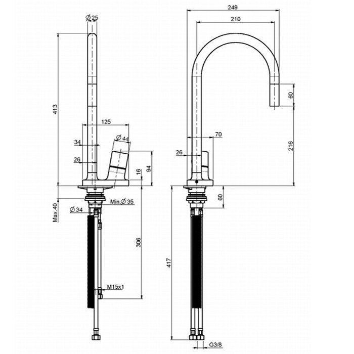 Fima Carlo Frattini Смеситель для кухни, Kitchen Fluid, F7028CR цвет: хром