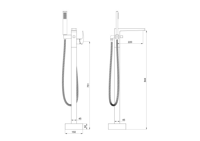 Смеситель для ванны напольного монтажа, Wonzon & Woghand Fit, WW-88649009-BG цвет: золото