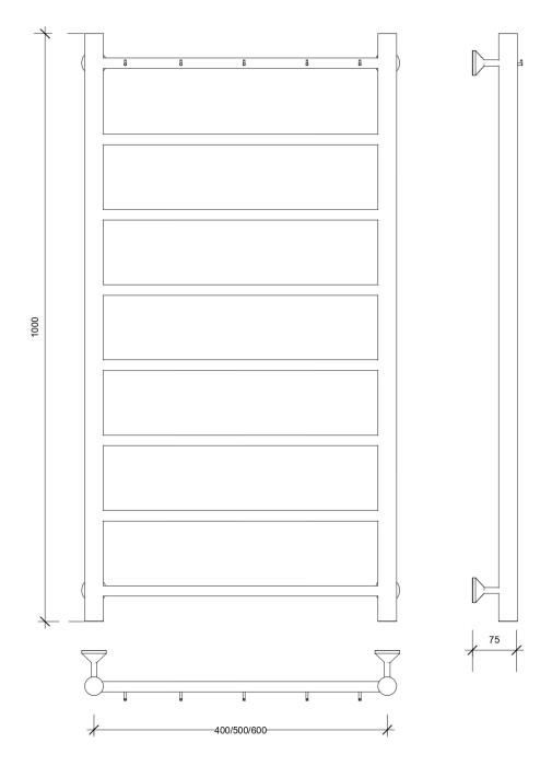 Полотенцесушитель водяной 100x40 Триада 1 К (черный) Secado арт. 4673739228623