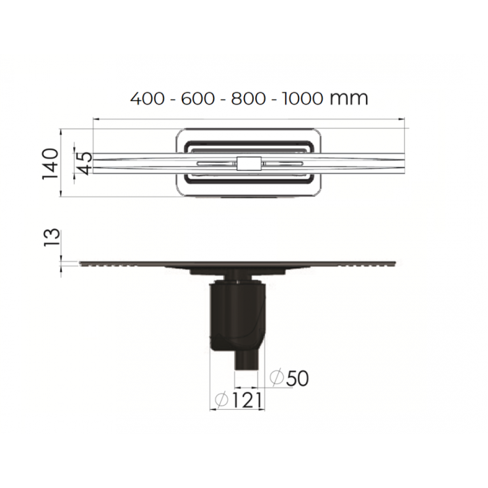 Душевой лоток BERGES SIMPEL 800, хром глянец, S-сифон D50/105 H50, арт.091012