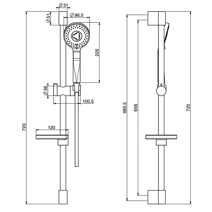Fima Carlo Frattini Душевая штанга с ручным душем, шлангом 1500 мм. и мыльницей, Wellness, F2679CR цвет: хром