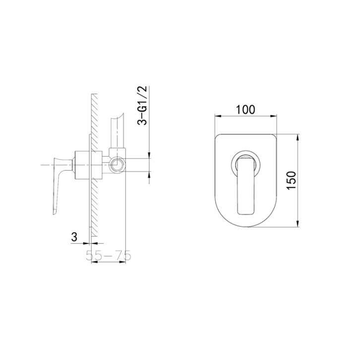 Смеситель для душа встраиваемый, Wonzon & Woghand Shark, WW-484700-CR цвет: хром