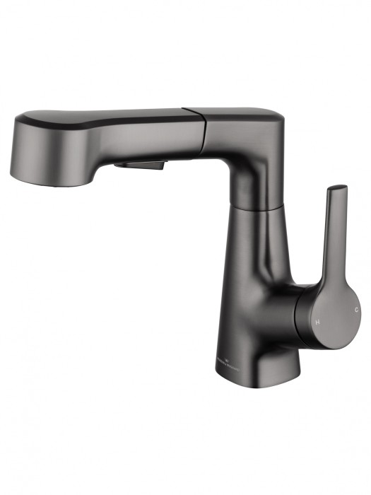 Смеситель для раковины с выдвижным изливом, Wonzon &amp; Woghand, WW-121B108-BGG цвет: графит