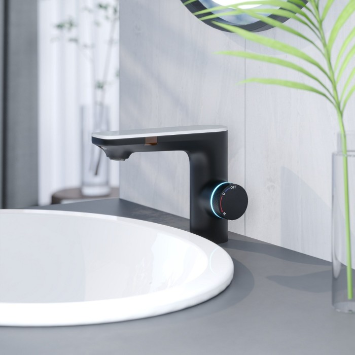 Смеситель для раковины, сенсорный, BERGES Morans, черный арт. 076002